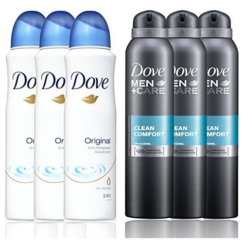 3 Bottles Dove Anti-Perspirant Deodorant Original & 3 Bottles Dove Men + Care...