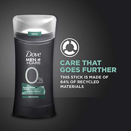 Dove Men+Care 0% Deodorant Stick for Men Aluminum free deodorant Eucalyptus+B...