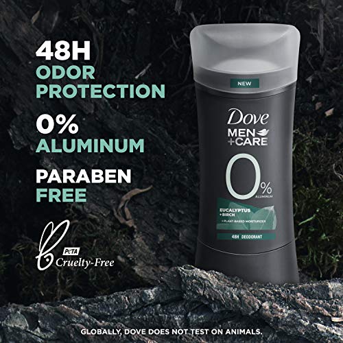 Dove Men+Care 0% Deodorant Stick for Men Aluminum free deodorant Eucalyptus+B...