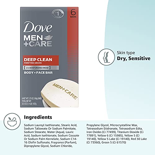 Dove Men+Care Body Soap and Face Bar More Moisturizing Than Bar Soap Deep Cle...
