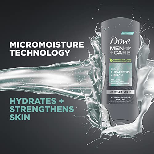 Dove Men+Care Mens Body Wash Dry Skin Body Wash with Micromoisture, Blue Euca...