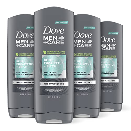 Dove Men+Care Mens Body Wash Dry Skin Body Wash with Micromoisture, Blue Euca...