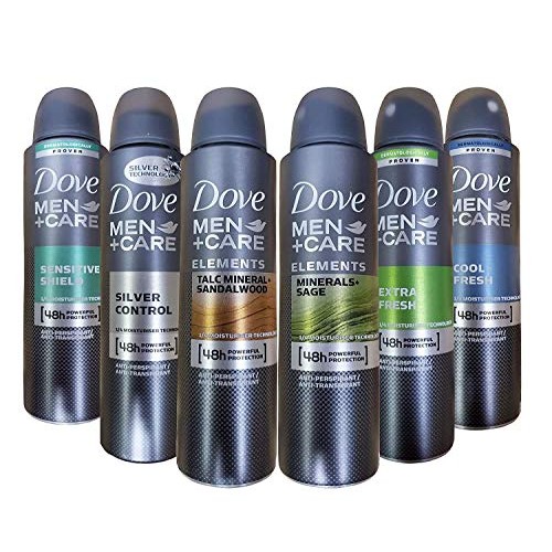 Dove Men+Care Dry Spray Antiperspirant Deodorant 150 ML Pack of 6 Mixed Scents