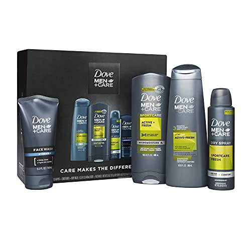Dove Men+Care Everyday Grooming Gift Pack, Active+Fresh Body and Face Wash, A...