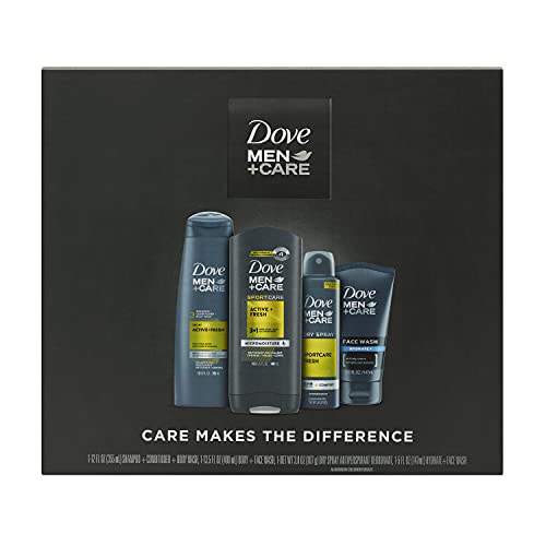 Dove Men+Care Everyday Grooming Gift Pack, Active+Fresh Body and Face Wash, A...