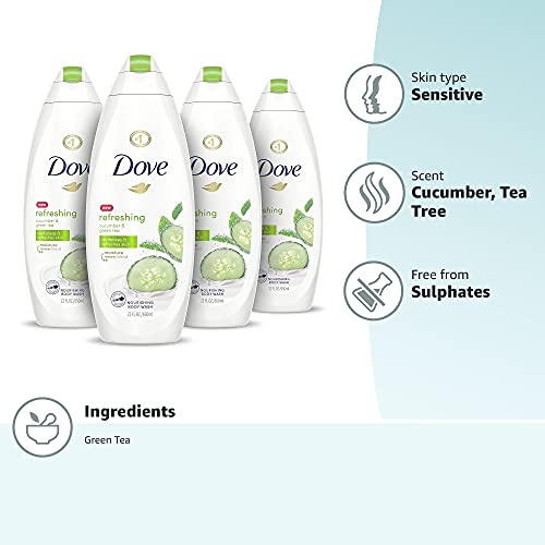 Dove Refreshing Body Wash Revitalizes and Refreshes Skin Cucumber and Green T...
