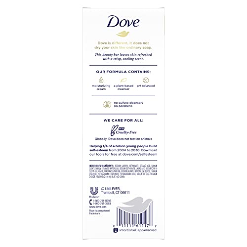 Dove Skin Care Beauty Bar for Softer Skin, Cucumber & Green Tea More Moisturi...