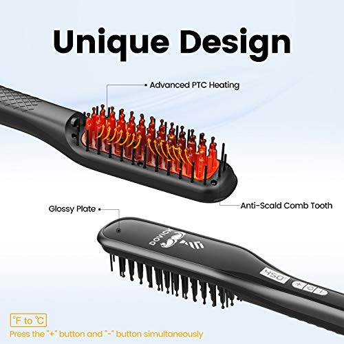 Upgraded Beard Straightener for Men, 3 in 1 Dovich Unique Design Beard Straig...