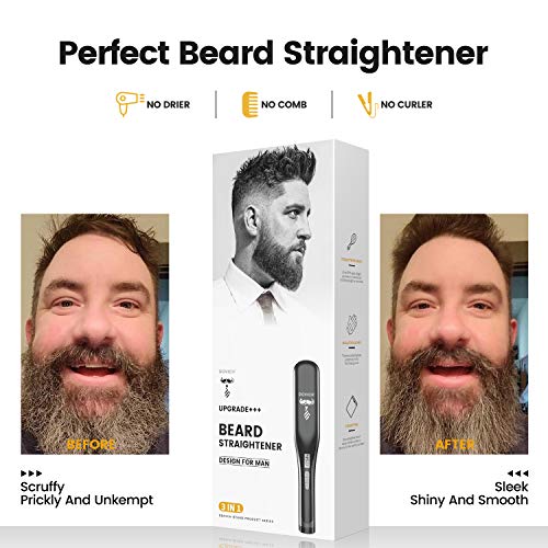 Upgraded Beard Straightener for Men, 3 in 1 Dovich Unique Design Beard Straig...