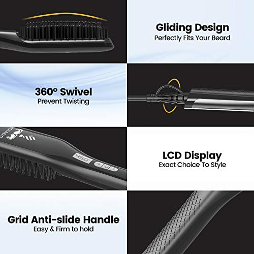 Upgraded Beard Straightener for Men, 3 in 1 Dovich Unique Design Beard Straig...