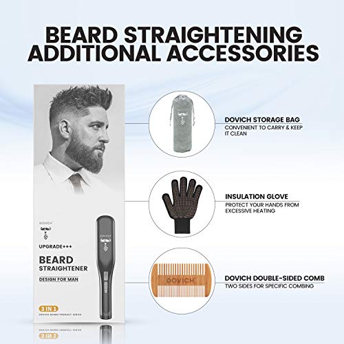 Upgraded Beard Straightener for Men, 3 in 1 Dovich Unique Design Beard Straig...