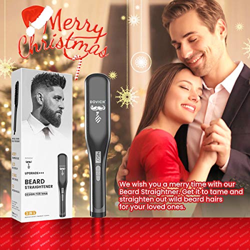 Upgraded Beard Straightener for Men, 3 in 1 Dovich Unique Design Beard Straig...