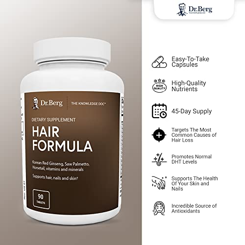 Dr. Berg’s Hair Formula Supplement - Supports Healthy Hair Skin & Nails w/ DH...