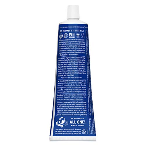 Dr. Bronner’s - All-One Toothpaste (Peppermint, 5 ounce) - 70% Organic Ingred...