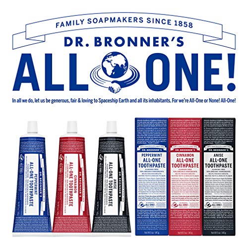 Dr. Bronner’s - All-One Toothpaste (Peppermint, 5 ounce) - 70% Organic Ingred...
