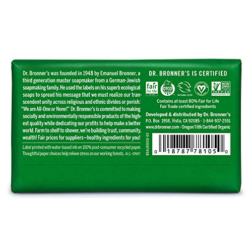 Dr. Bronner’s - Pure-Castile Bar Soap (Almond, 5 oz, 6-Pack) - Made with Orga...
