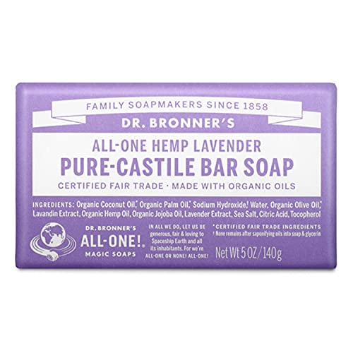 Dr. Bronner’s - Pure-Castile Bar Soap (Lavender, 5 ounce) - Made with Organic...