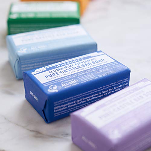Dr. Bronner’s - Pure-Castile Bar Soap (Peppermint, 5 ounce, 6-Pack) - Made wi...