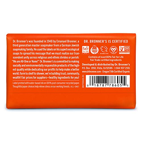 Dr. Bronner’s Pure-Castile Bar Soap – Tea Tree, 5 Ounce, 6 Pack