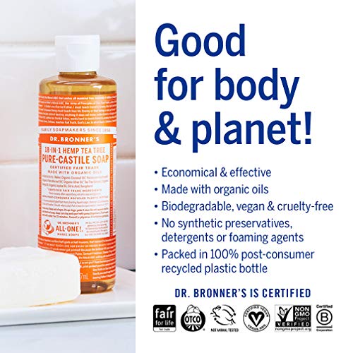 Dr. Bronner’s - Pure-Castile Liquid Soap (Tea Tree, 8 ounce) - Made with Orga...