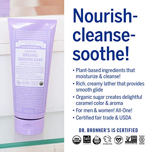 Dr. Bronner's - Organic Shaving Soap (Lavender, 7 Ounce) - Certified Organic,...