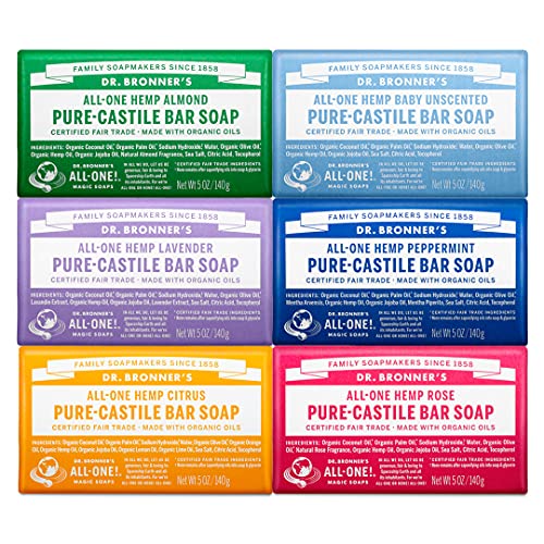 Dr. Bronner's - Pure-Castile Bar Soap (5 Ounce Variety Gift Pack) Almond, Uns...