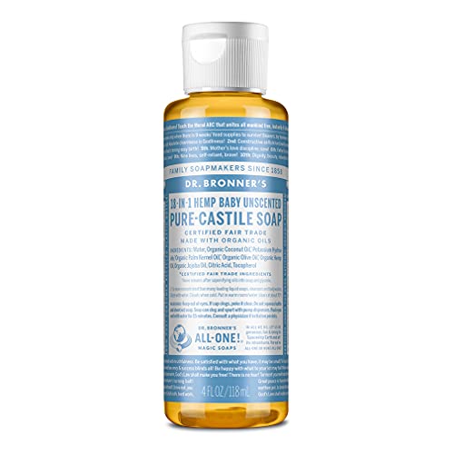 Dr. Bronners - Pure-Castile Liquid Soap (Baby Unscented, 4 Ounce) - Made with...