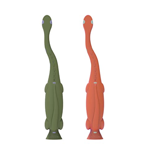 Dr. Brown's Toddler Toothbrush, Dinosaur, Green and Orange, 2-Pack