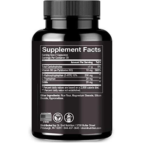 Dr. Emil Nutrition 200 MG 5-HTP Plus Formula for Mood, Stress, and Sleep Supp...