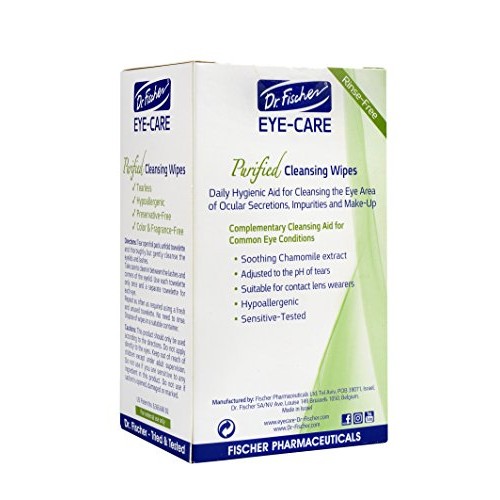 Dr. Fischer Premium, Purified, Non-Irritating & Hypoallergenic Eyelid Wipes– ...