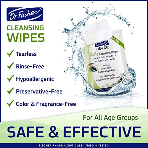 Dr. Fischer Premium, Purified, Non-Irritating & Hypoallergenic Eyelid Wipes– ...