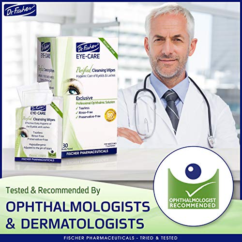 Dr. Fischer Premium, Purified, Non-Irritating & Hypoallergenic Eyelid Wipes– ...