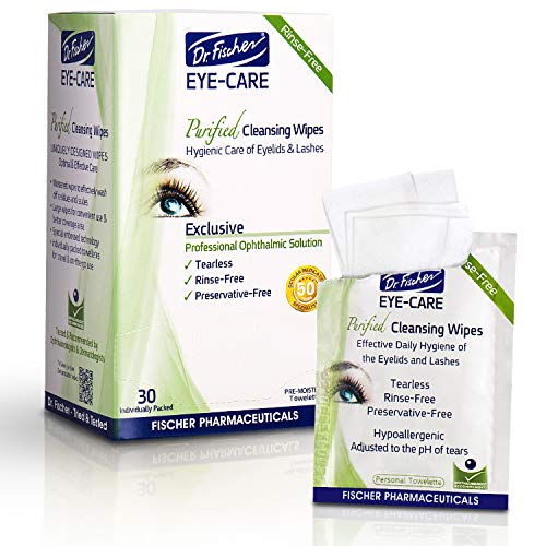 Dr. Fischer Premium, Purified, Non-Irritating & Hypoallergenic Eyelid Wipes– ...