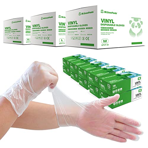 Dr.GreenPanda (XL 1000pcs) Clear Vinyl Disposable Gloves, Food Safe, Food Ser...