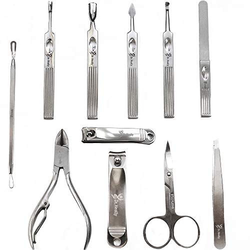 Dr.Heally Manicure Set Professional Pedicure Kit 11 Pieces Stainless Steel Cu...