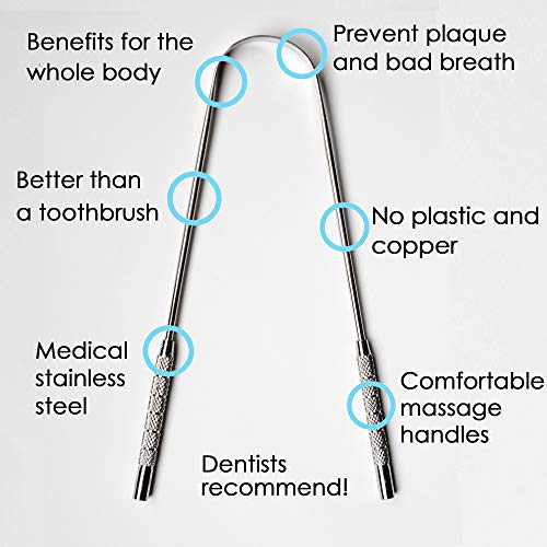 Tongue Scraper Stainless Steel for adult – The Tongue Cleaner Ayurvedic Metal...
