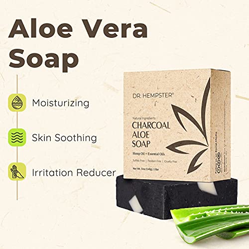 Hemp, Aloe and Charcoal Soap Bar - 5 oz Bar Soap - Skin Cleansing Hemp Soap -...