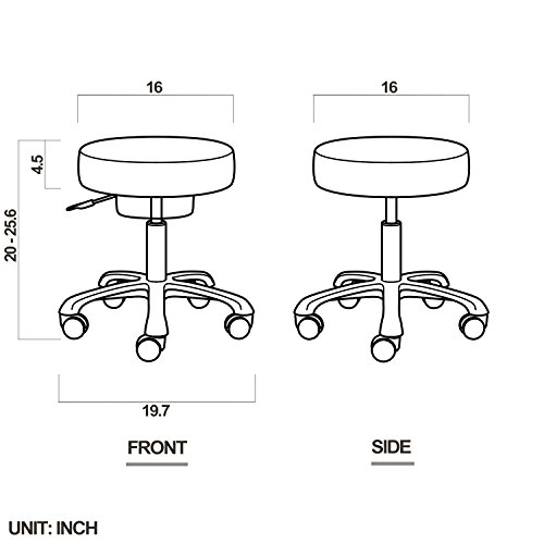 DR.LOMILOMI Extra-Wide Seat Rolling Swivel Clinic Medical Salon Stool Chair w...