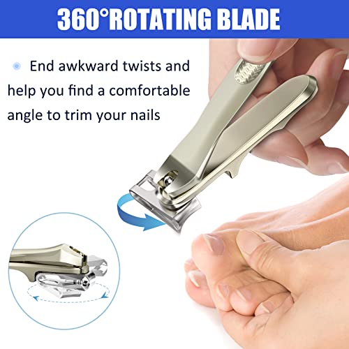 DR. MODE Nail Clippers Easy Grip 360 Degree Rotary Toenail Clippers for Men,S...