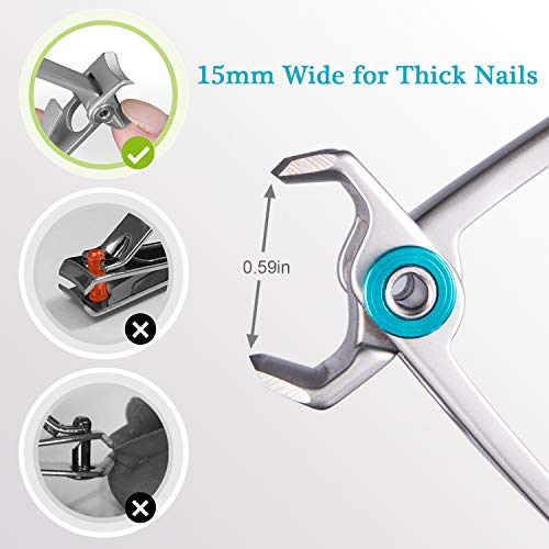 Nail Clippers for Thick Nails - DR. MODE 15mm Wide Jaw Opening Extra Large To...