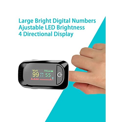 Pulse Oximeter Fingertip,Blood Oxygen Saturation Accurate Heart Rate Monitor ...