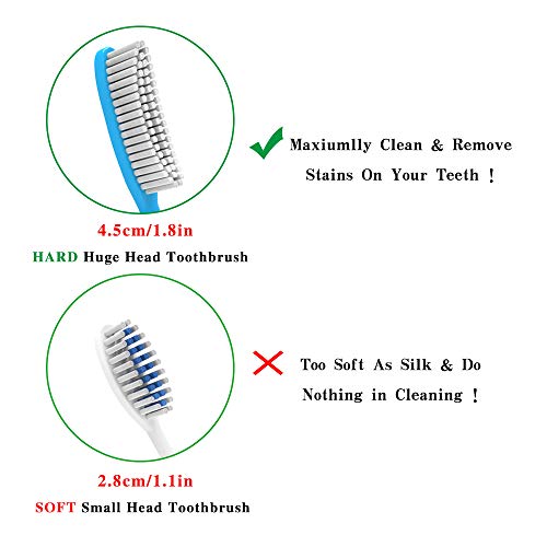 DR.PEFECT Extra Hard & Firm Toothbrush BPA Free Large Long Head Whitening Tee...