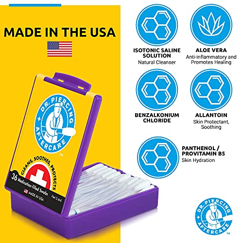 Dr. Piercing Aftercare - 36 Medicated Swabs Treat Ear, Nose, Belly, and Body ...