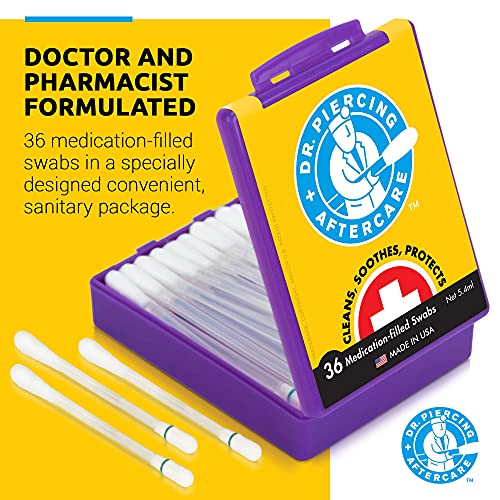 Dr. Piercing Aftercare - 36 Medicated Swabs Treat Ear, Nose, Belly, and Body ...