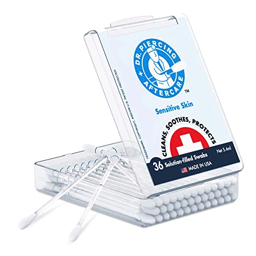 Dr. Piercing Aftercare Sensitive Skin Swabs - Natural Saline-Based Cleaning S...
