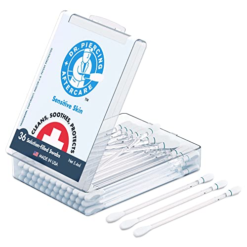 Dr. Piercing Aftercare Sensitive Skin Swabs - Natural Saline-Based Cleaning S...