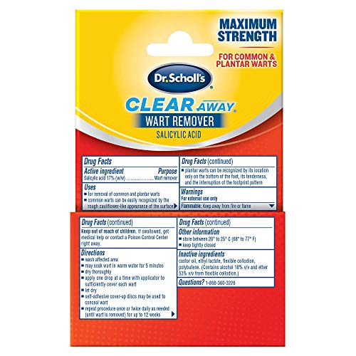 Dr. Scholl's Liquid Wart Remover (.33 oz) with 20 Cover Up Discs, Safe for Ch...