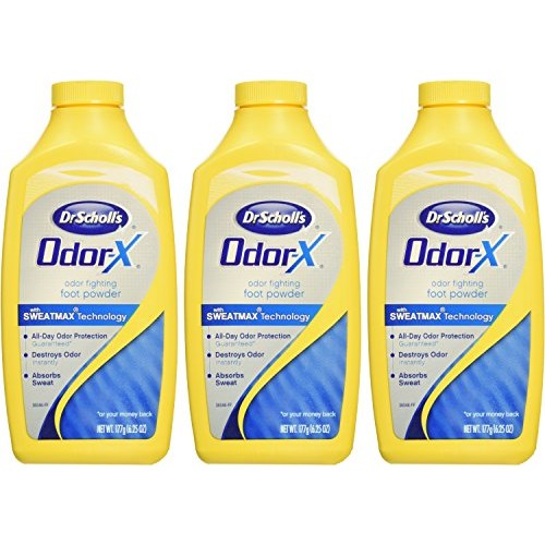 Dr. Scholl's Odor-Fighting X Foot Powder, Yellow, 6.25 Ounce (Pack of 3)