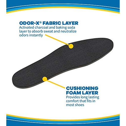 Dr. Scholl's Odor X Odor Fighting Insoles With Activated Charcoal, (1 Pair, P...