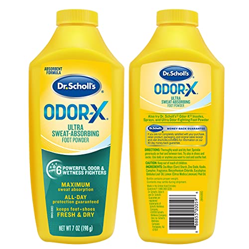 Dr. Scholl's Odor-x Sweat Absorbing Foot Powder, 7 Ounce (Pack of 1)